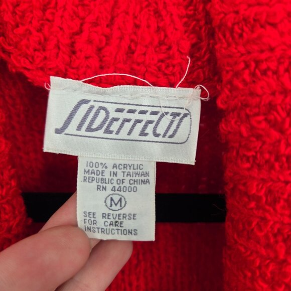 Sideffects vintage Medium Red chunky knit longline open front sweater cardigan - Picture 5 of 10
